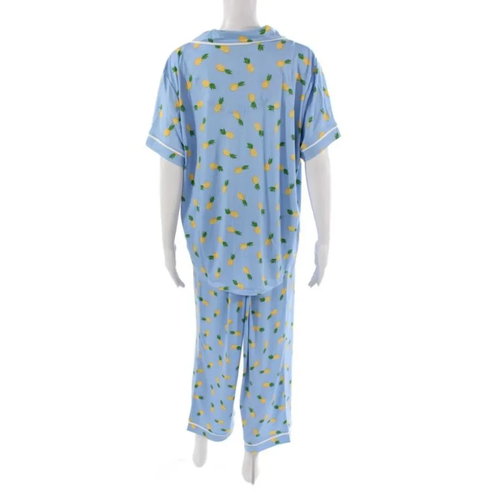 Kate Spade Women's Short Sleeves Two Piece Fruit Print Pajama Set Size 1X